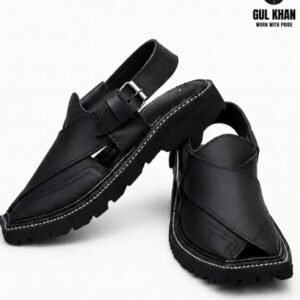 Gul Khan Vibram Curve Black – Arch Support Peshawari Chappal | The Mall Online PK