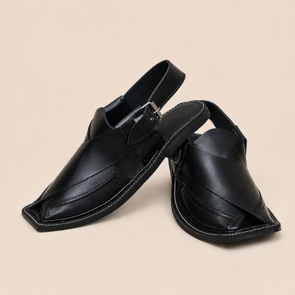gul-khan-takidaar-black-peshawari-chappal gul-khan-takidaar-black-peshawari-chappal
