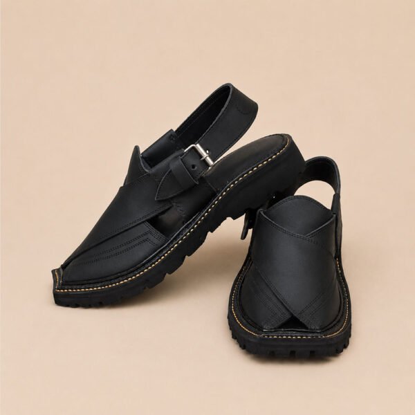 gul-khan-vibram-tread-black-peshawari-chappal gul-khan-vibram-tread-black-peshawari-chappal