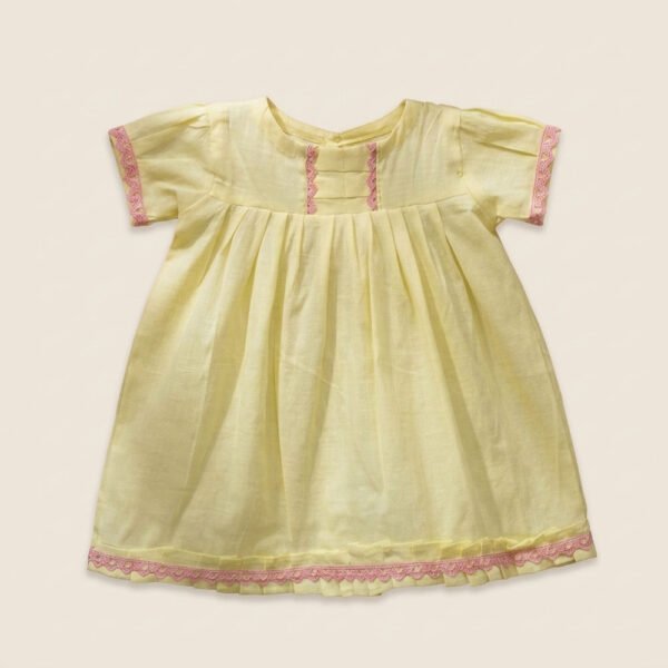 Butter-yellow-lawn-baby-frock-with-blush-pink-lace-trim-—-Gul-Bibi-Noor-e-Sahar Butter-yellow-lawn-baby-frock-with-blush-pink-lace-trim-—-Gul-Bibi-Noor-e-Sahar